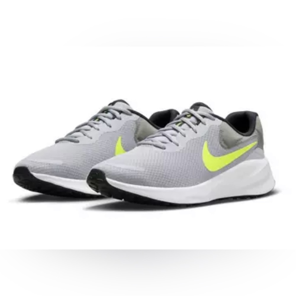 NEW! Nike Revolution 7 "Wolf Grey/Smoke Grey/Black/Volt" Men's Running Shoe 10.5